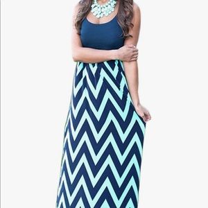 Blue chevron maxi dress